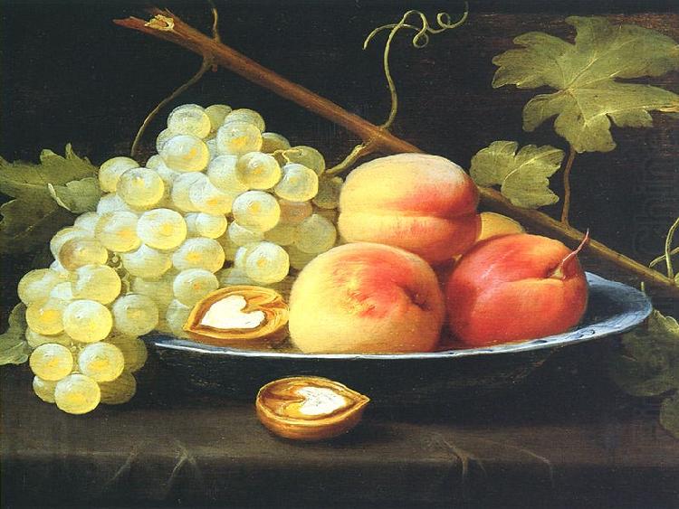 Jacob van Es Nature morte aux peches, raisins et noix sur un entablement china oil painting image